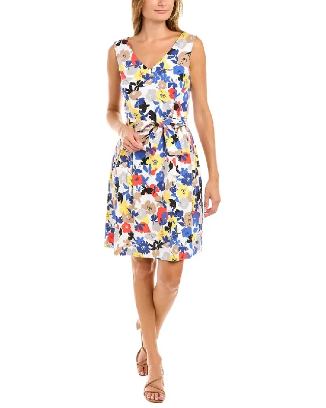 Flash Sale – Act Fast!Jones New York V-Neck Tie Flare Linen-Blend Midi Dress