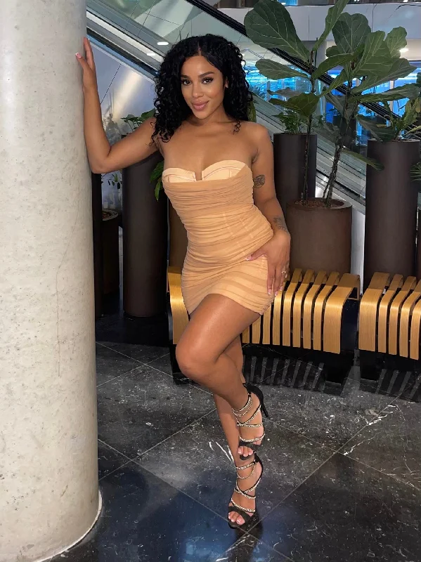 Shop Now and Save!Lets Wine Corset Mesh Dress