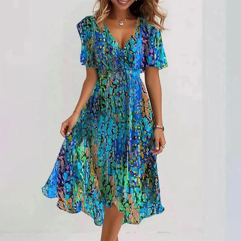 Enjoy Huge Discounts Now!Lynette™ Elegant Short Sleeve Chiffon Dress