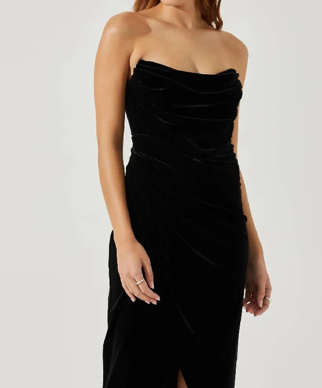 Hot Deals You Can’t Resist!Meghan Velvet Midi Dress In Black