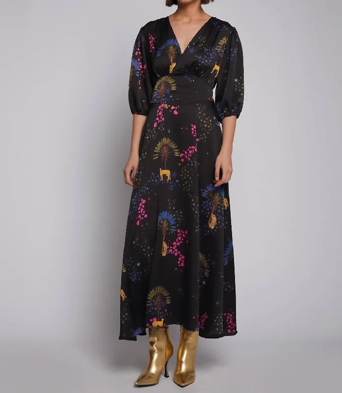 Exclusive Deals Just for You!Natasha Midi Dress In Black Cheetah
