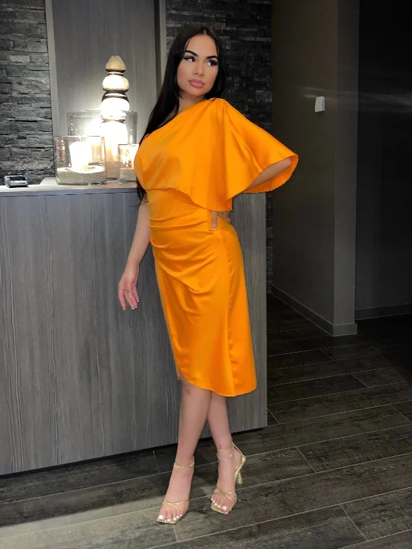Hottest Discounts of the Year!No Clue Satin Long Draped Dress