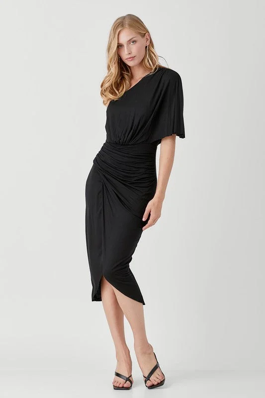 Your Wallet Will Thank You!ONE SHOULDER DRAPE JERSEY DRESS