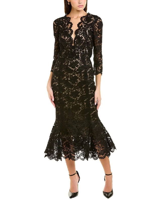 The Sale You’ve Been Waiting For!Oscar de la Renta Lace Silk-Lined Midi Dress