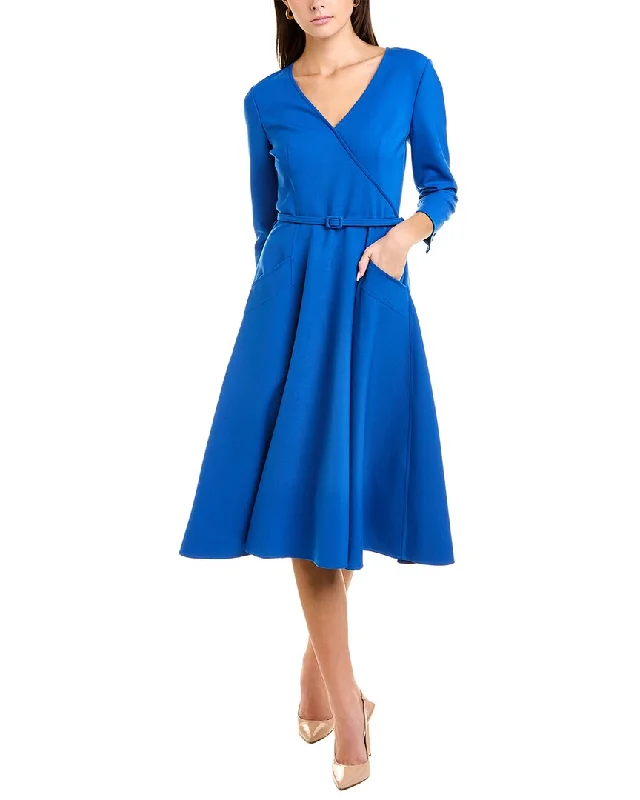 Your Favorite Items on Sale Now!Oscar de la Renta Surplice Wool-Blend Midi Dress