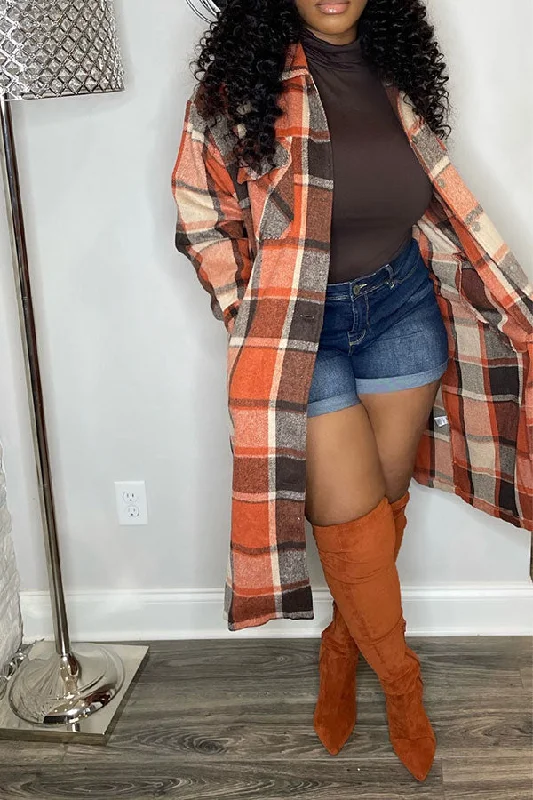 Price Drop Alert!Plaid Shirt Collar Classic Button Down Coat