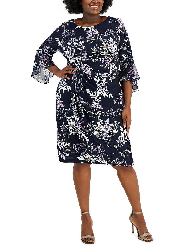 Flash Deals – Act Quickly!Plus Womens Floral Faux Wrap Midi Dress