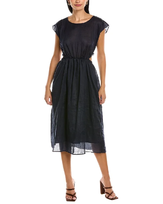Your Shopping Wish, Our Discount Command!Rebecca Taylor Cap Sleeve Linen Midi Dress