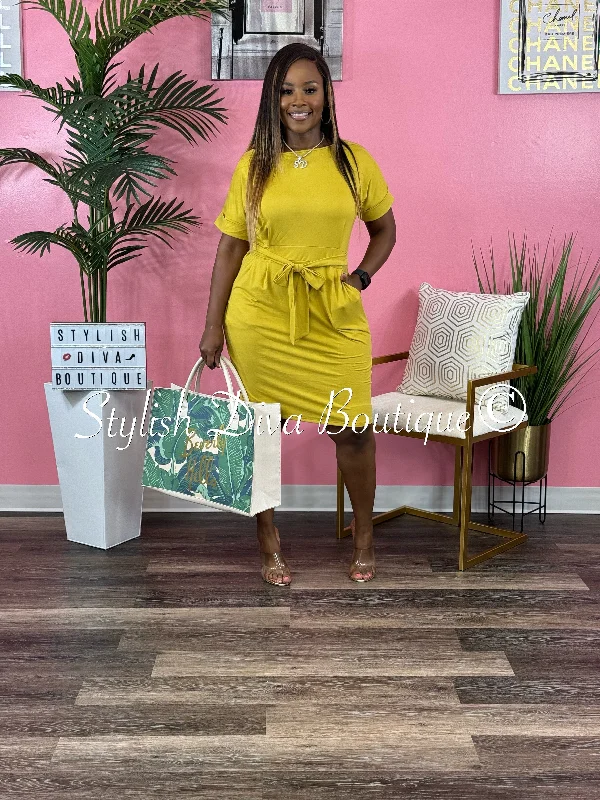 The Best Offers Are Here!Renee Tie Belt Dress (Golden Wasabi)