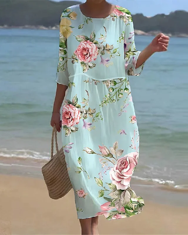 Time to Snag a Bargain!Rowena™ Elegant Tummy-Covering Floral Dress
