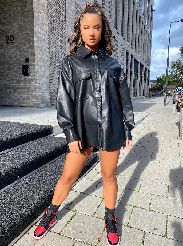 Get More for Less!Sasha Vegan Leather Shirt Dress