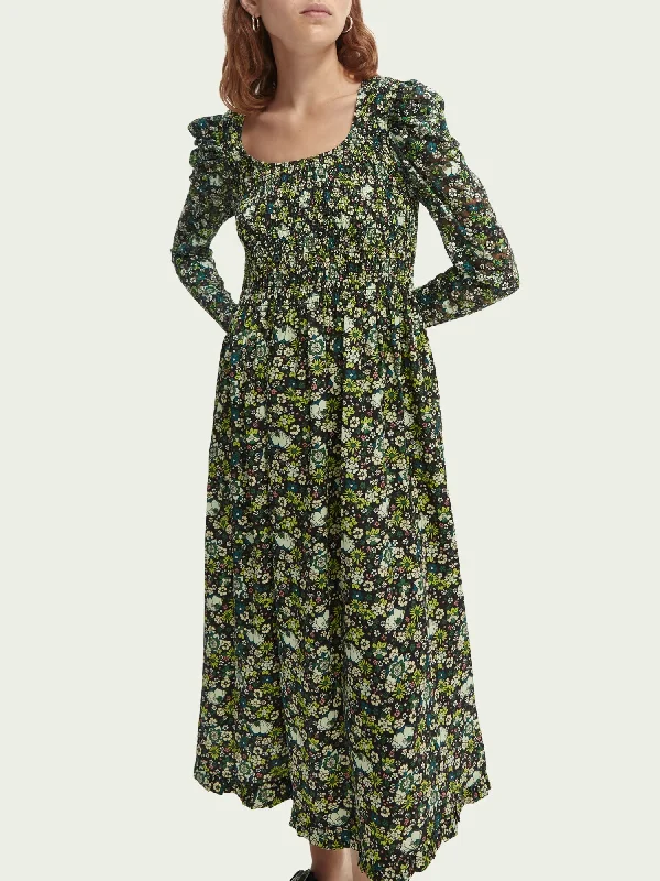 Don't Miss Out!Scotch & Soda Printed Lace Sleeved Midi Dress