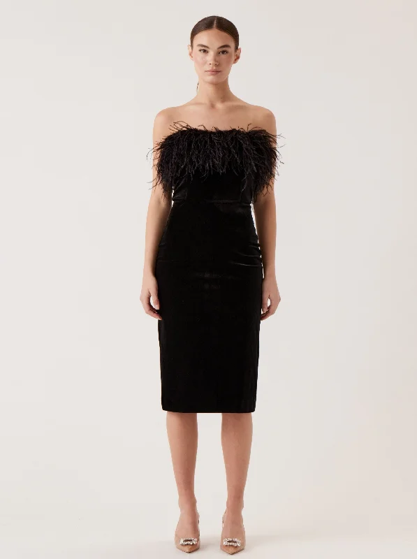 Mega Sale Happening Now!SHELBY FEATHERED VELVET DRESS