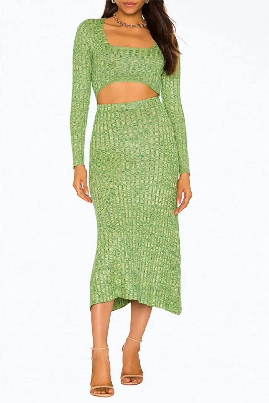 Amazing Prices You Can’t Resist!Skye Cutout Ribbed-Knit Midi Dress In Marled Lime