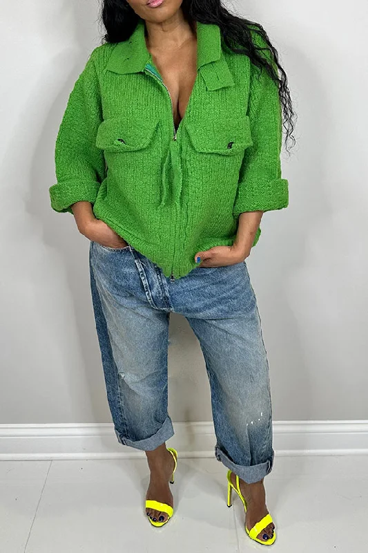 Bigger Savings, Better Shopping!Solid Color Casual Patch Pocket Knitted Coat