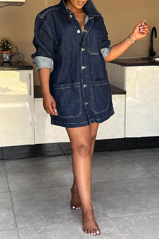 The Best Deals Won’t Wait!Solid Color Classic Single Breasted Denim Coat