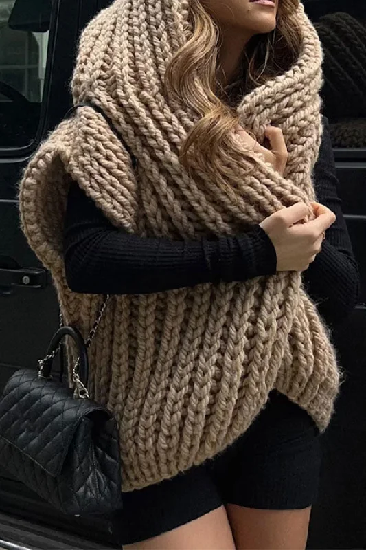 Hurry, Sale Ends Soon!Solid Color Hooded Laid Back Knitted Gilet