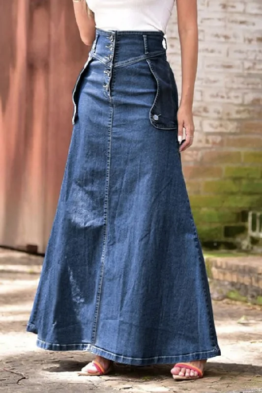 Huge Price Cuts Await!Solid Color Urban A-Line Denim Skirt