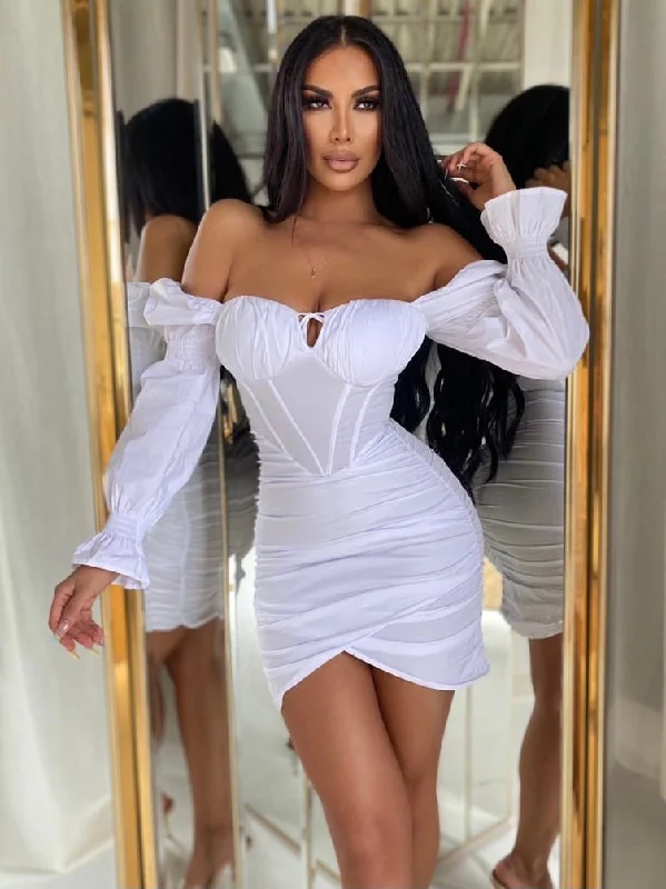 Enjoy Huge Discounts Now!Tanaya Puff Sleeve White Corset Dress