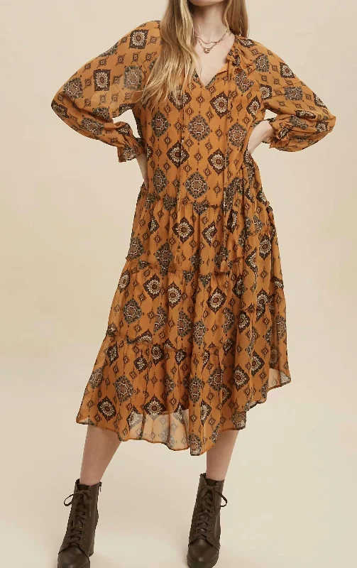 Flash Sale – Act Fast!Tiered Midi Dress In Multicolor