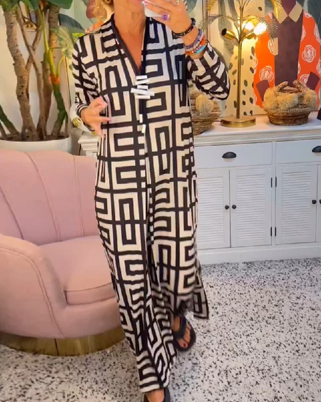 Buy More, Pay Less!ALEXI -  V-neck dress with geometric print
