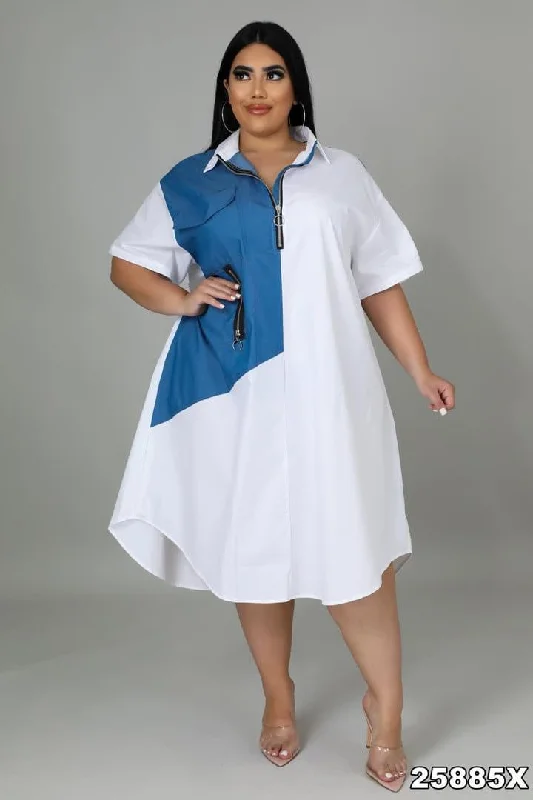 Stock Up and Save!White and denim dress