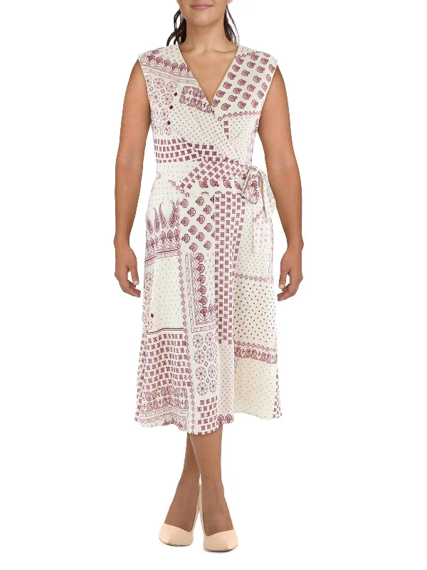 Crazy Discounts Inside!Womens Crepe Printed Midi Dress
