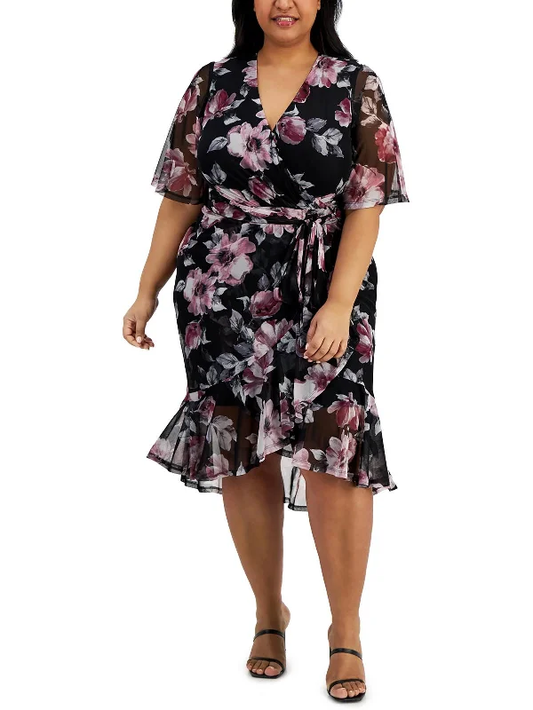 Limited Stock Available!Womens Floral Belted Midi Dress
