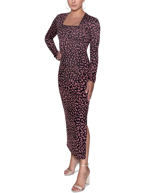 Get Ready to Save!Womens Square Neck Asymmetric Midi Dress