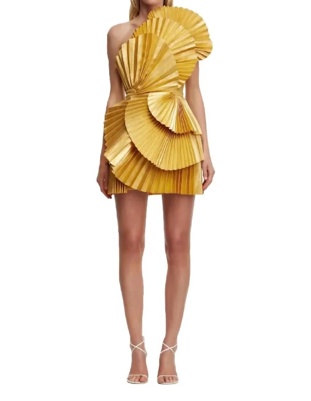 Your Best Deals Are Here!Abbotsford Mini Dress In Honey Gold Metallic