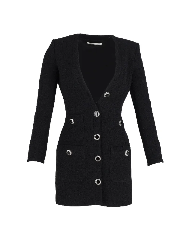 Your Dream Deal is Here!Alessandra Rich Blazer-Style Mini Dress in Black Wool