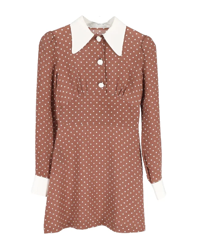 Shop Smart, Save Big!Alessandra Rich Polka Dot Mini Dress in Brown Cotton