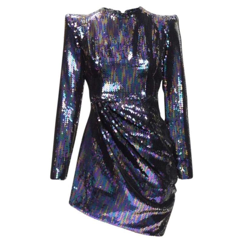 Your Shopping Wish, Our Discount Command!Alex Perry Iris petrol shoulder padder draped mini dress