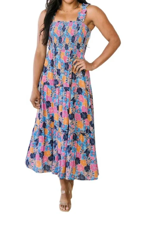 Flash Deals – Act Quickly!Along The Way Floral Maxi Dress In Blue
