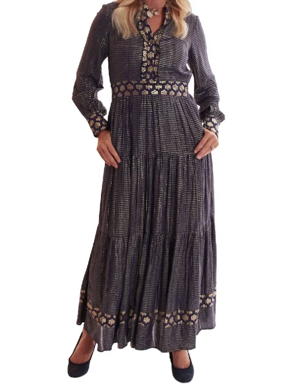Unmissable Offers Await!Annabelle Maxi Dress In Navy Blue,gold