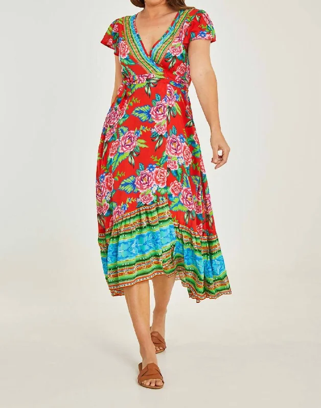 Stock Up and Save!Ariba Wrap Maxi Dress In Multi