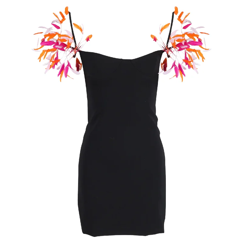 Get More, Spend Less – Shop Now!Attico Feather-Detail Mini Dress in Black Polyester