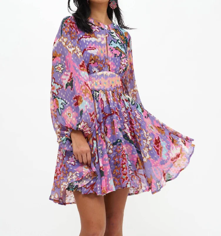 New Discounts Just Dropped!Balloon Waisted Mini Dress In Bukhara Lavender