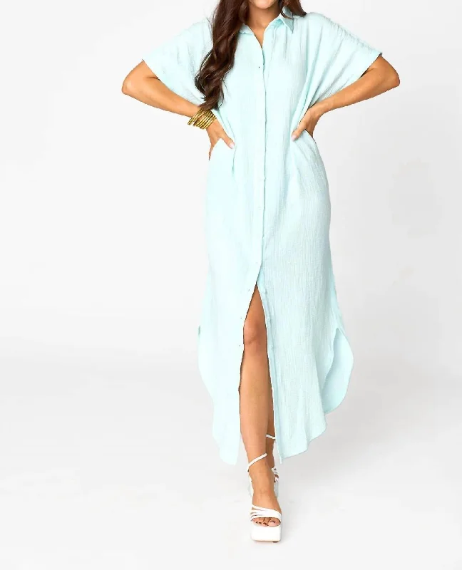 Hot Deals You Can’t Resist!Carmen Cover Up Maxi Dress In Aqua