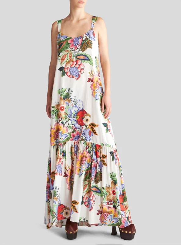 Huge Savings – Act Now!Cotton And Silk Maxi Dress In Floral Print