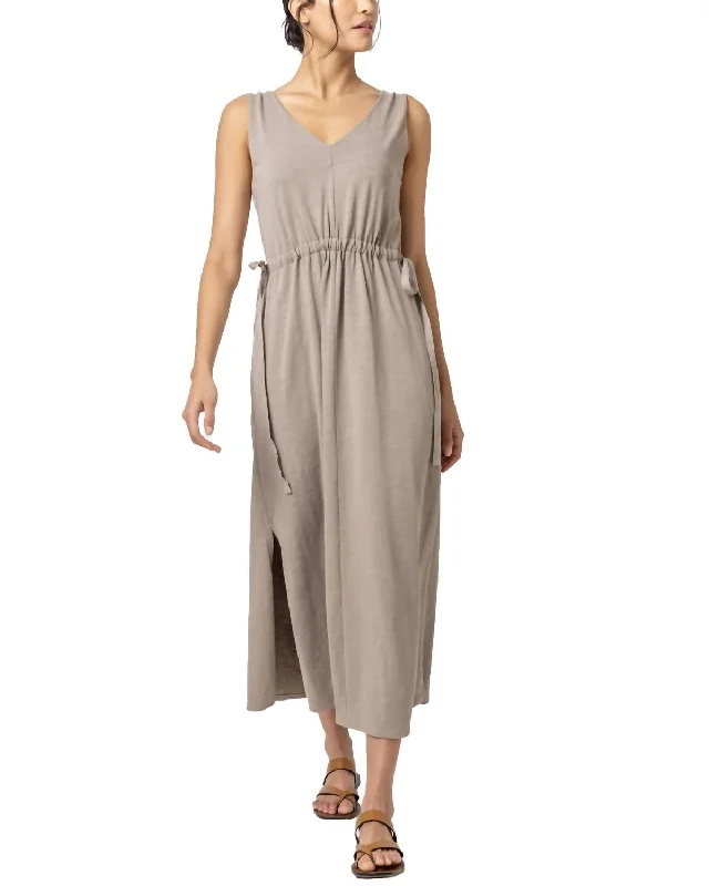 Grab Yours Before It’s Too Late!Drawcord Waist Maxi Dress In Driftwood