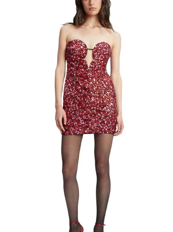 Shop Now and Save!Eleni Beaded Mini Dress In Pink Multi