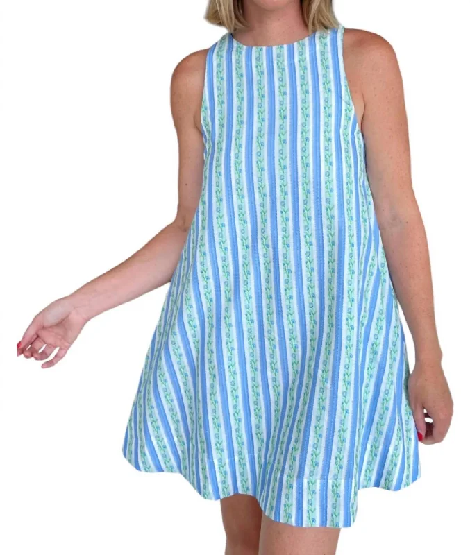 Get It Before It’s Gone!Flower Market Sleeveless Mini Dress In Blue