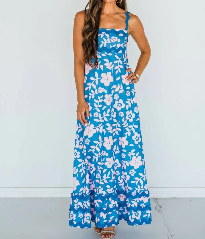 Shop Today, Save Tomorrow!Flowers In The Sky Maxi Dress In Blue