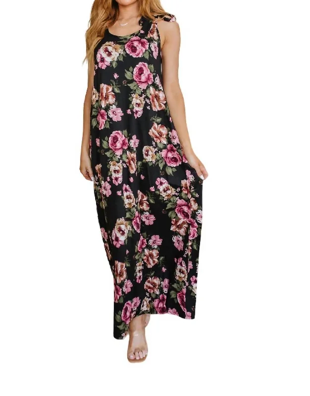 New Discounts Just Dropped!Fortuitous In Floral Maxi Dress In Black