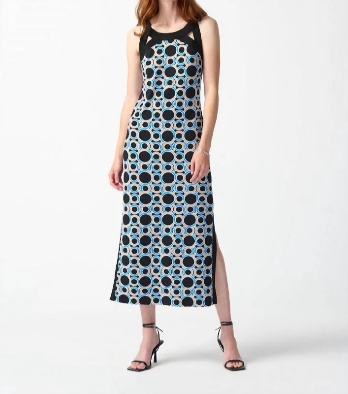 Best Price of the Season!Geometric Print Maxi Dress In Black/multi