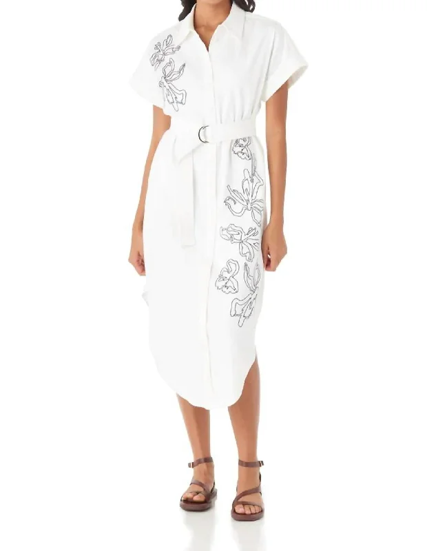 Hannah Dress In White Denim