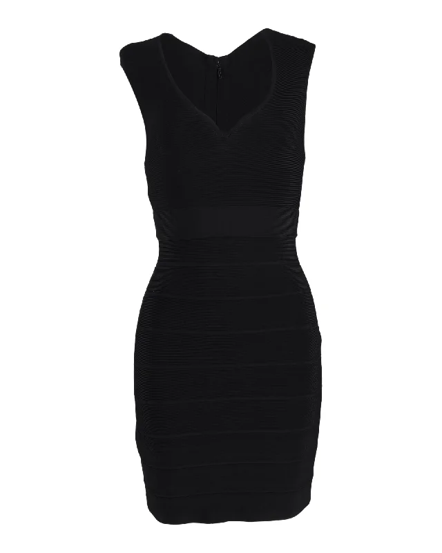 Don't Miss Out!Herve Leger Bandage Mini Dress in Black Polyester