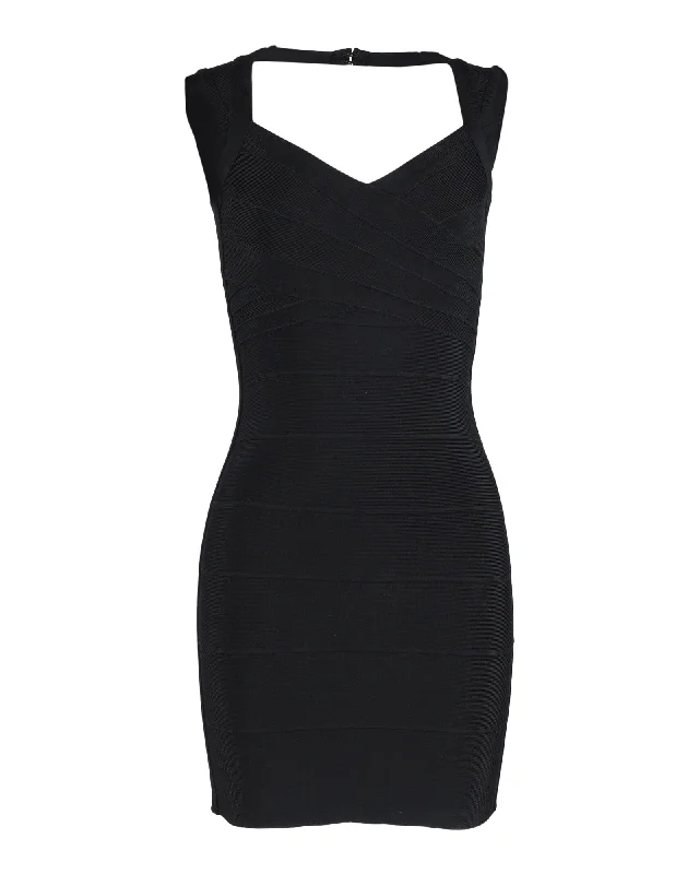 Price Drop Alert!Herve Leger Sleeveless Bandage Mini Dress in Black Wool