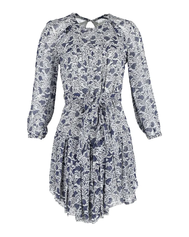 Unmissable Offers Await!Isabel Marant Printed Mini Dress in Blue Silk